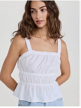 Madewell White Smocked Top